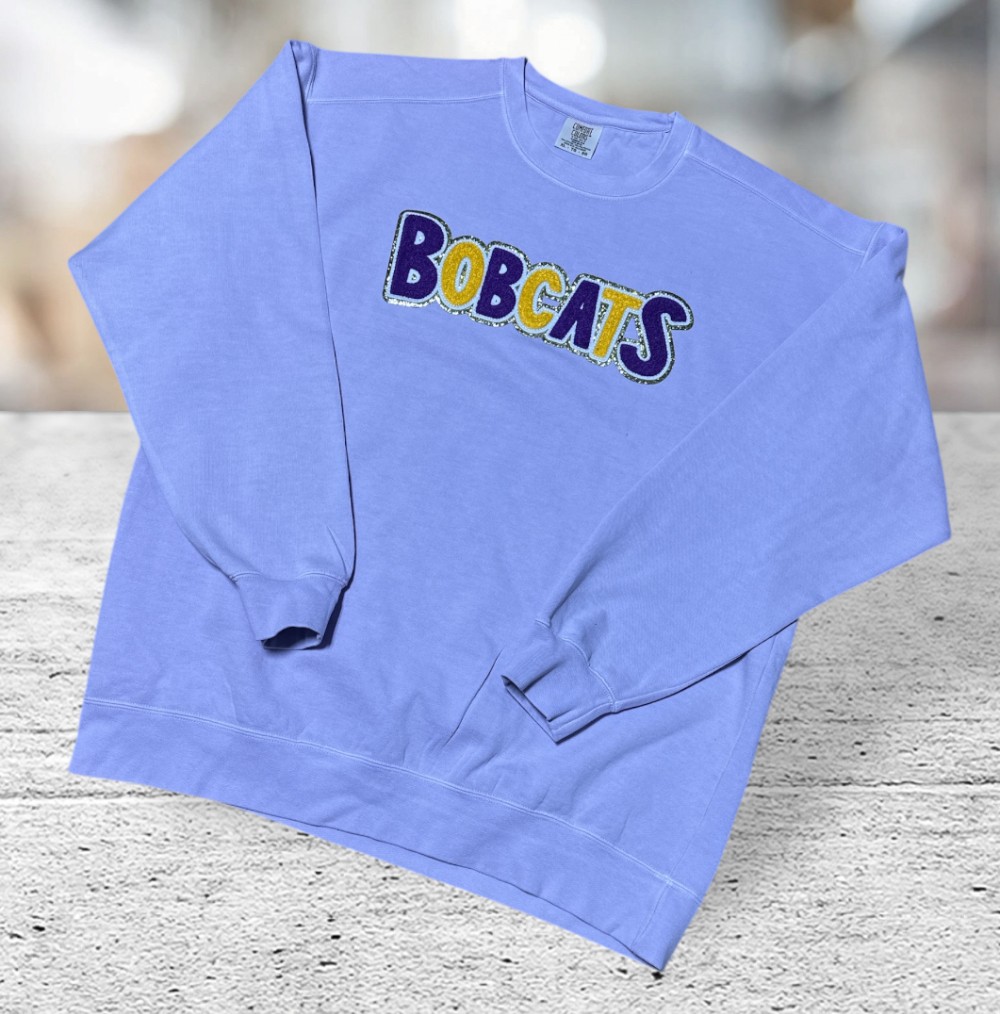 Bulverde Middle School Bobcats Adult Chenille Comfort Colors Sweatshirt