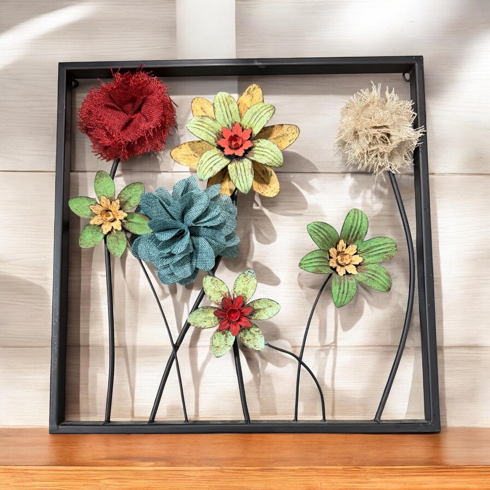 Metal Framed Floral Hanging