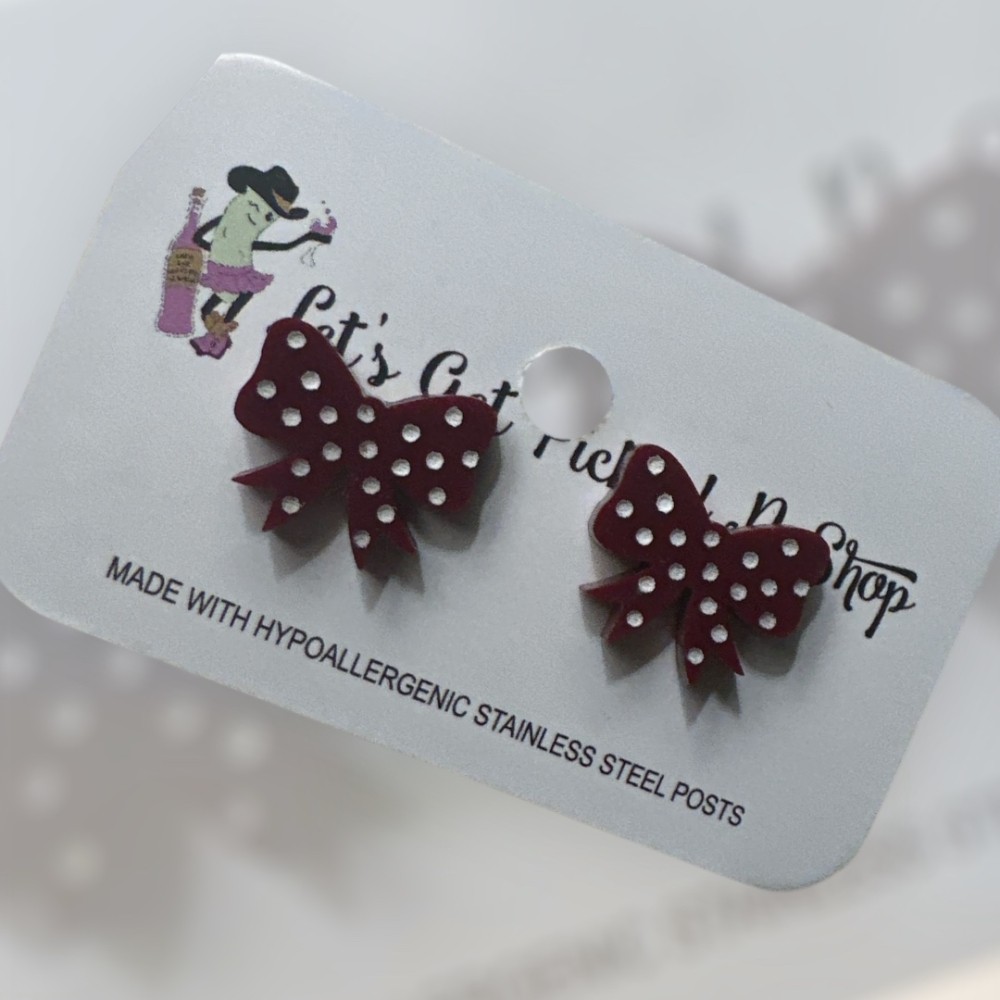 Davenport Polka Dot Bow Stud Earrings