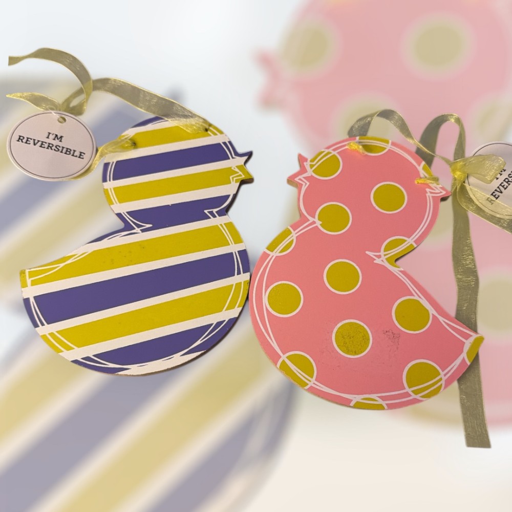 Wooden Easter Duck Ornament - Reversible