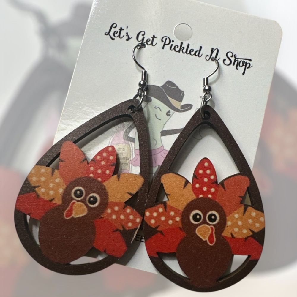 Thanksgiving Wooden Dangle Earrings