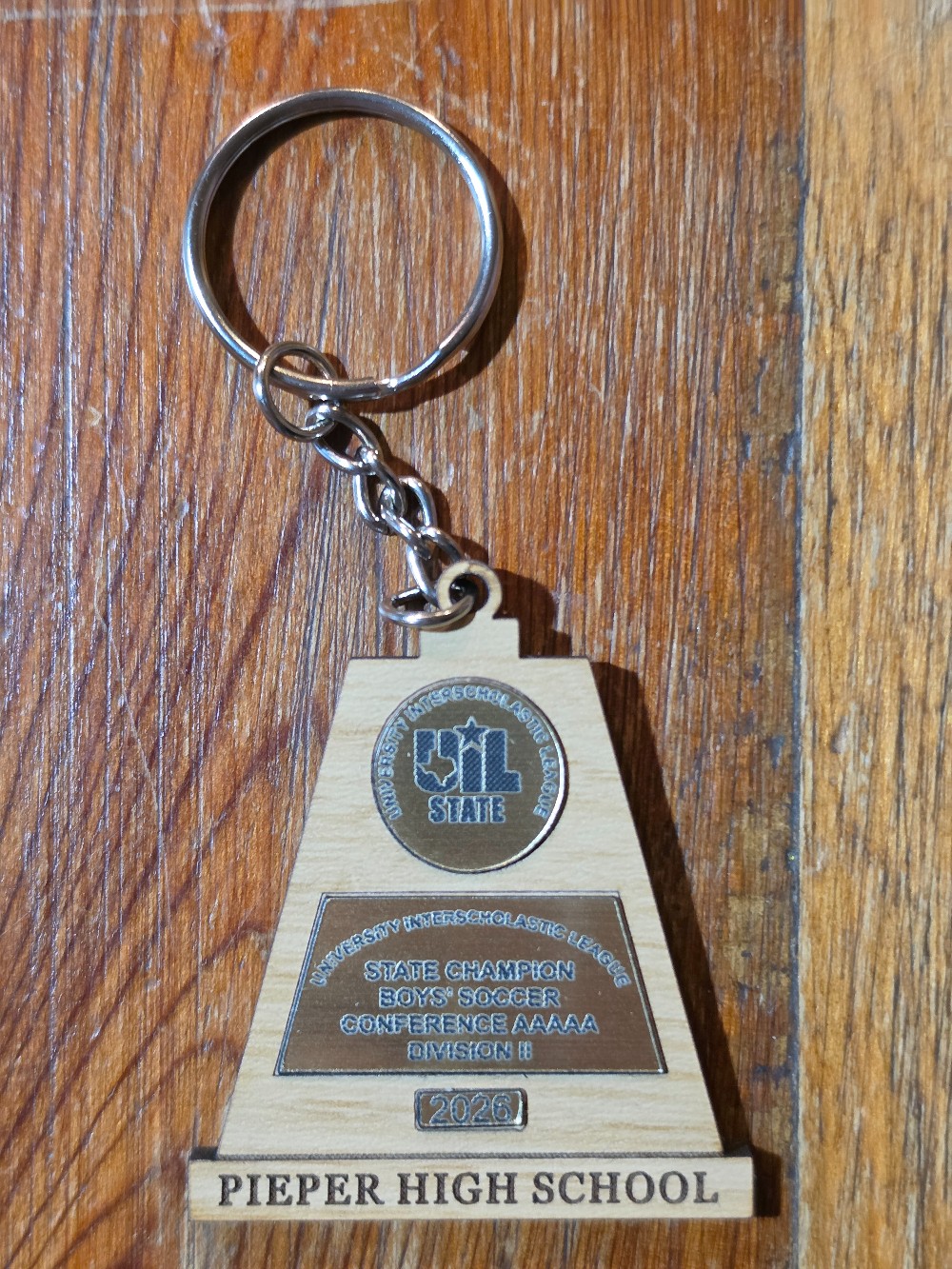 2026 Pieper High School Boys' Soccer Championship Trophy Keychain - Made to Order