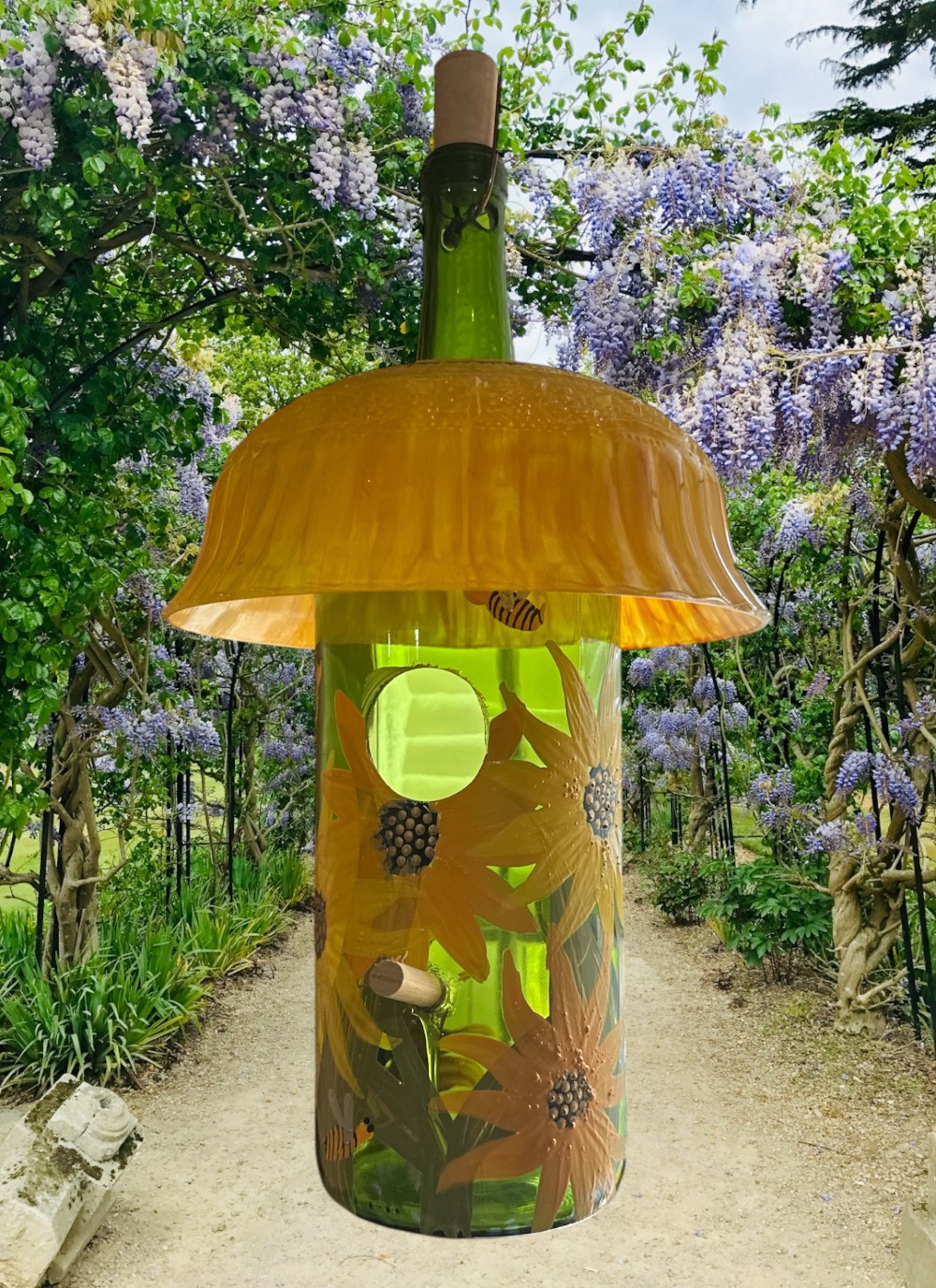 Hand Painted/Made Sunflower/Bee Birdhouse