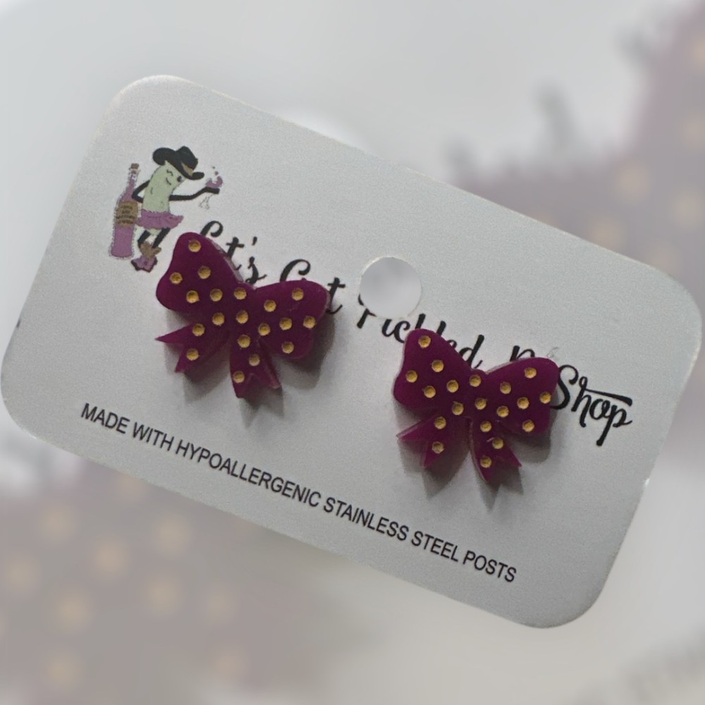 Pieper Polka Dot Bow Stud Earrings