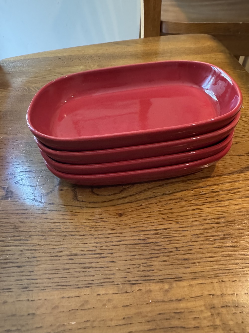 Rare Set of 4  Pfaltzgraff Red Stoneware Baking or Snack