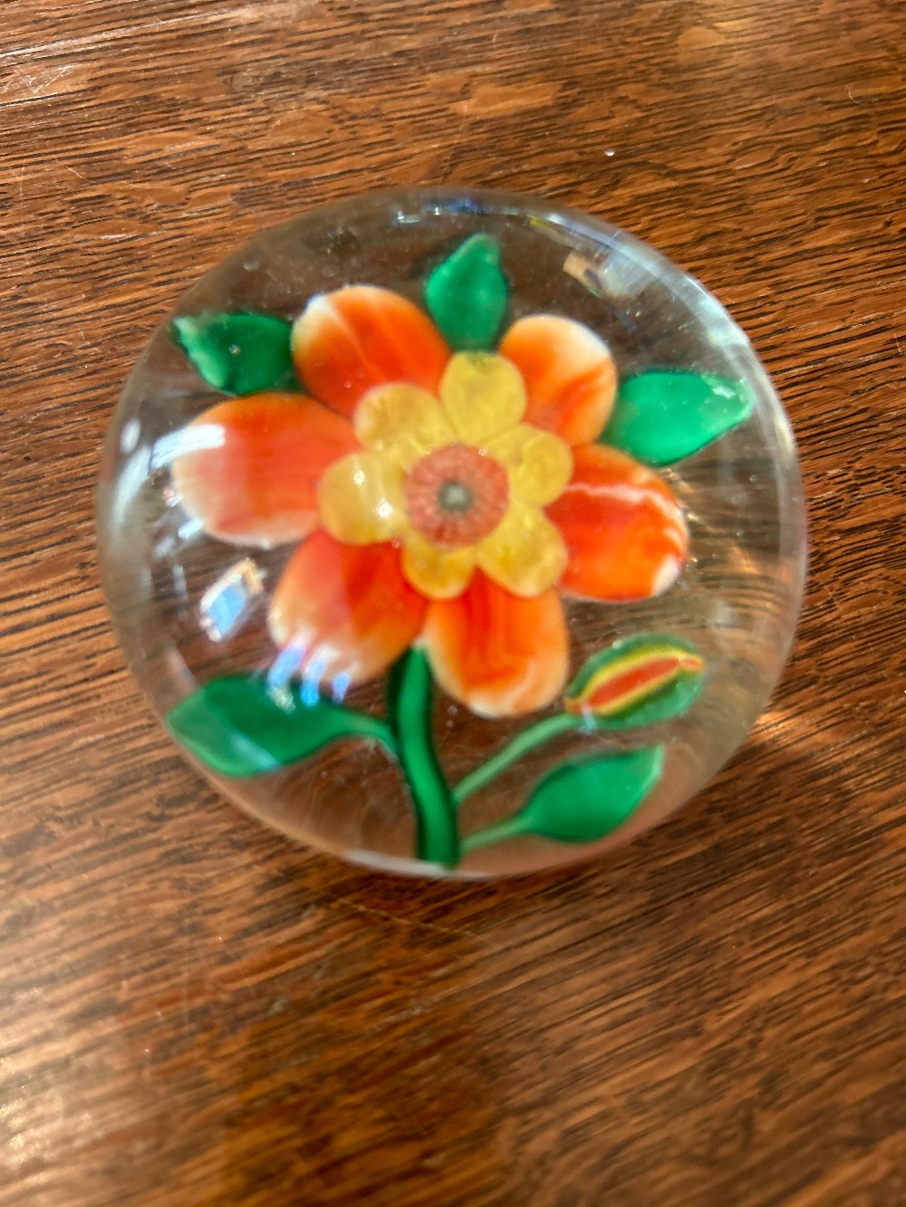 Orange Yellow Art Glass Paperweight