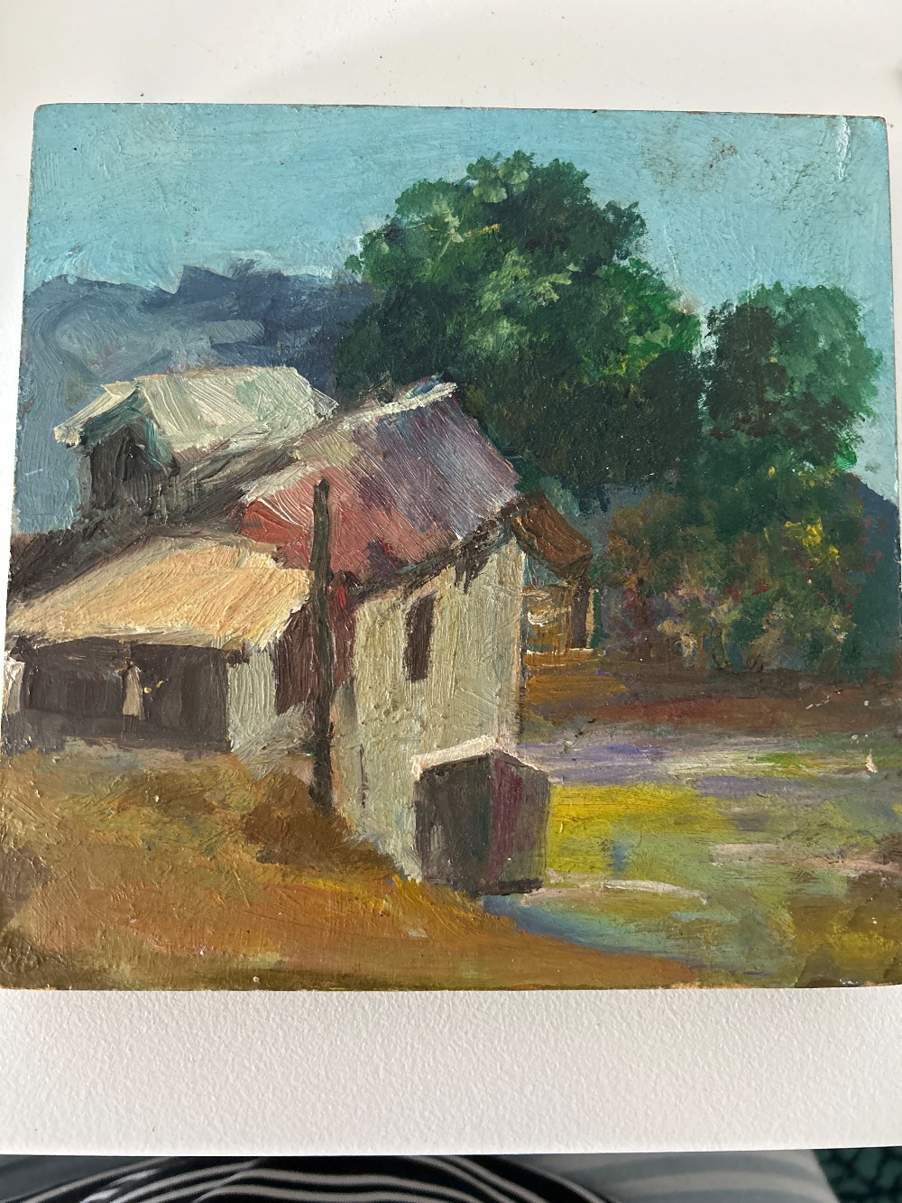 Oil painting on board—“Village Scene”