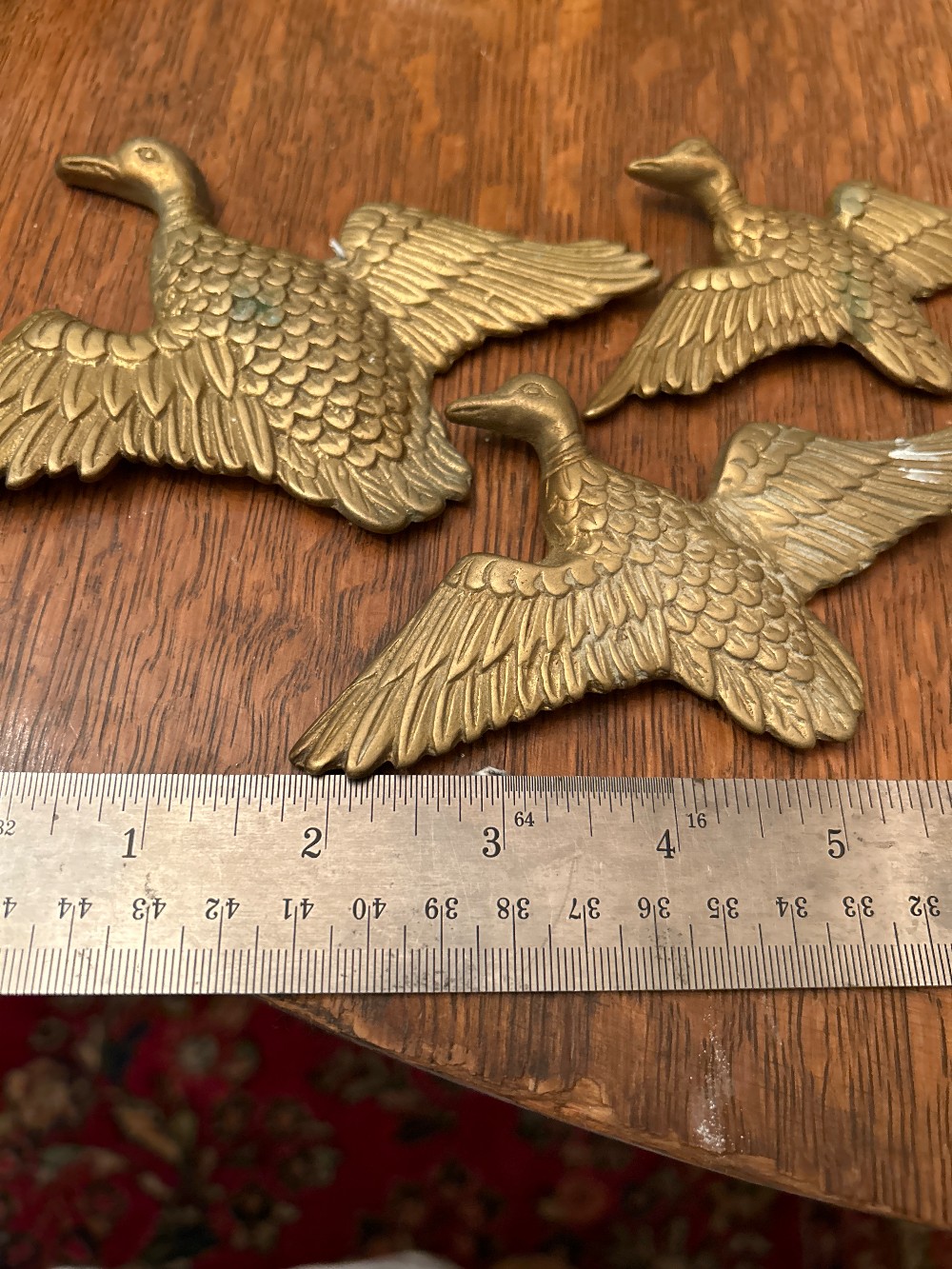 Set of 3 MCM Brass Flying Geese