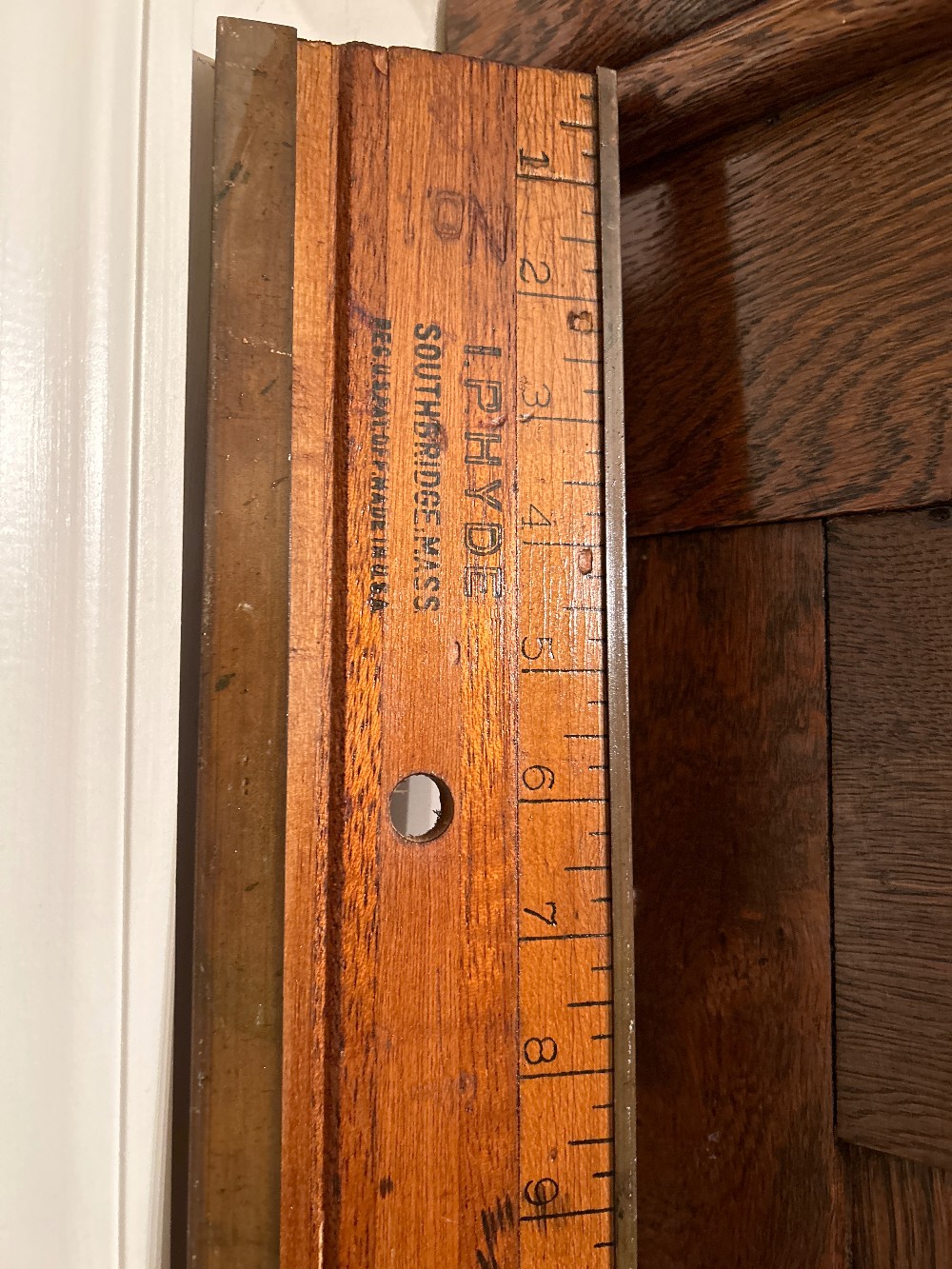 1800's—6 Foot—I. P. Hyde/Southbridge Mass- Wood & Brass