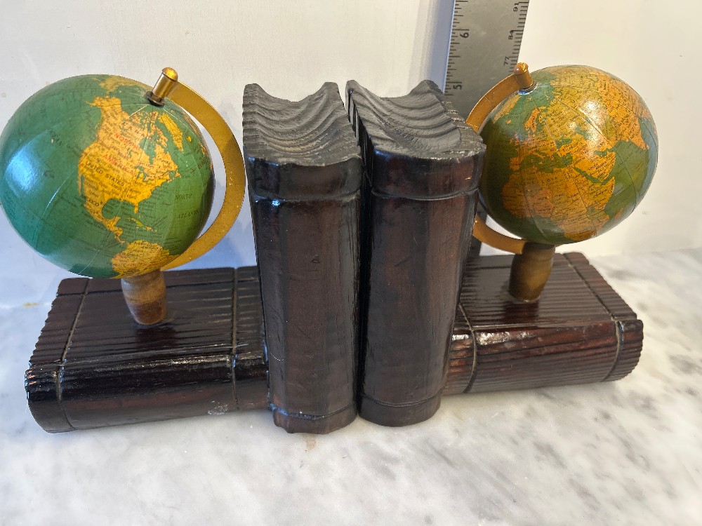 Pair (2) Spinning Globe Bookends
