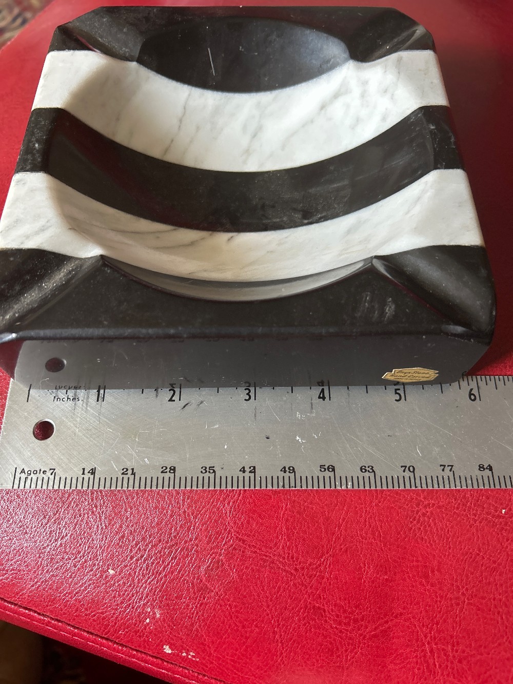 1970s 5 3/4 x 5 3/4” Genuine Onyx Handmade Ashtray