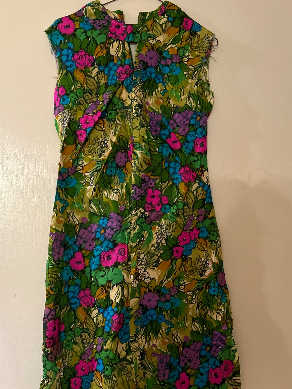 1960s Handmade Psychedelic Floral Cotton Sheath