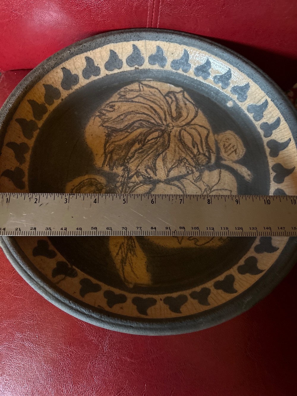 12” Signed Raku art pottery BOWL