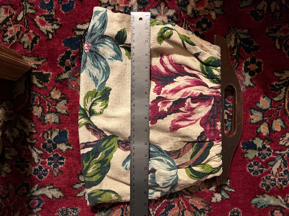 Bark Cloth Bag/Wood Handles