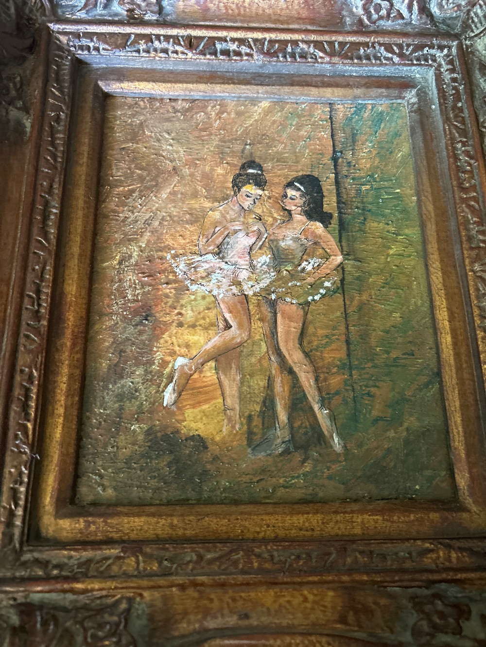 15x13” Carlo Cherubini (1897-1978) “Two Dancers” Oil on Wood