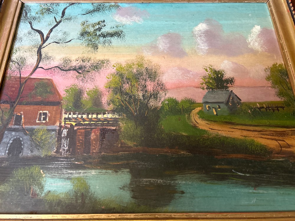 21x17”ORIGINAL OIL ON BOARD “Old Mill” LANDSCAPE