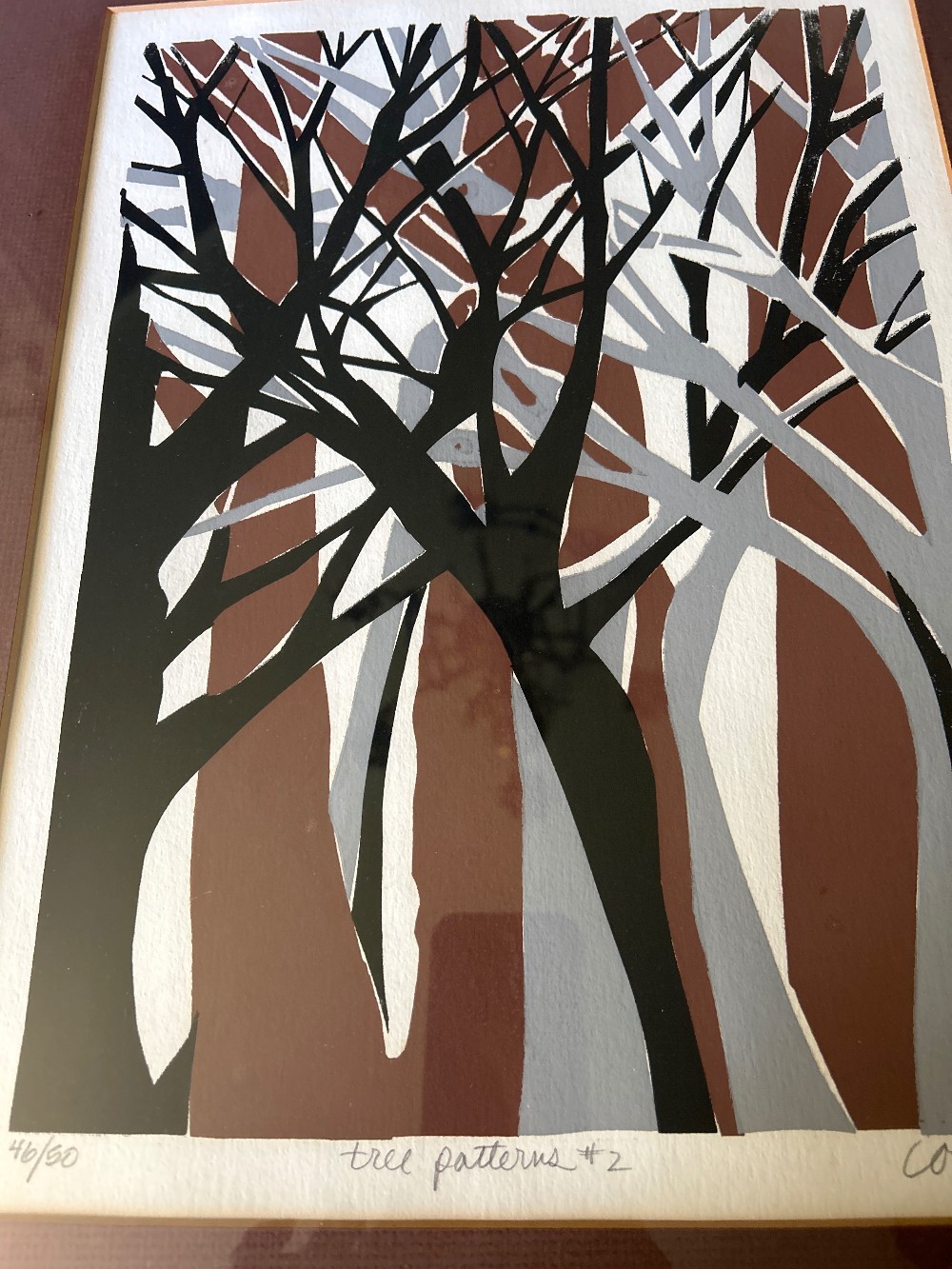 17x21”Richard Conn (1932-2019) “Tree Patterns #2” woodblock 46/50