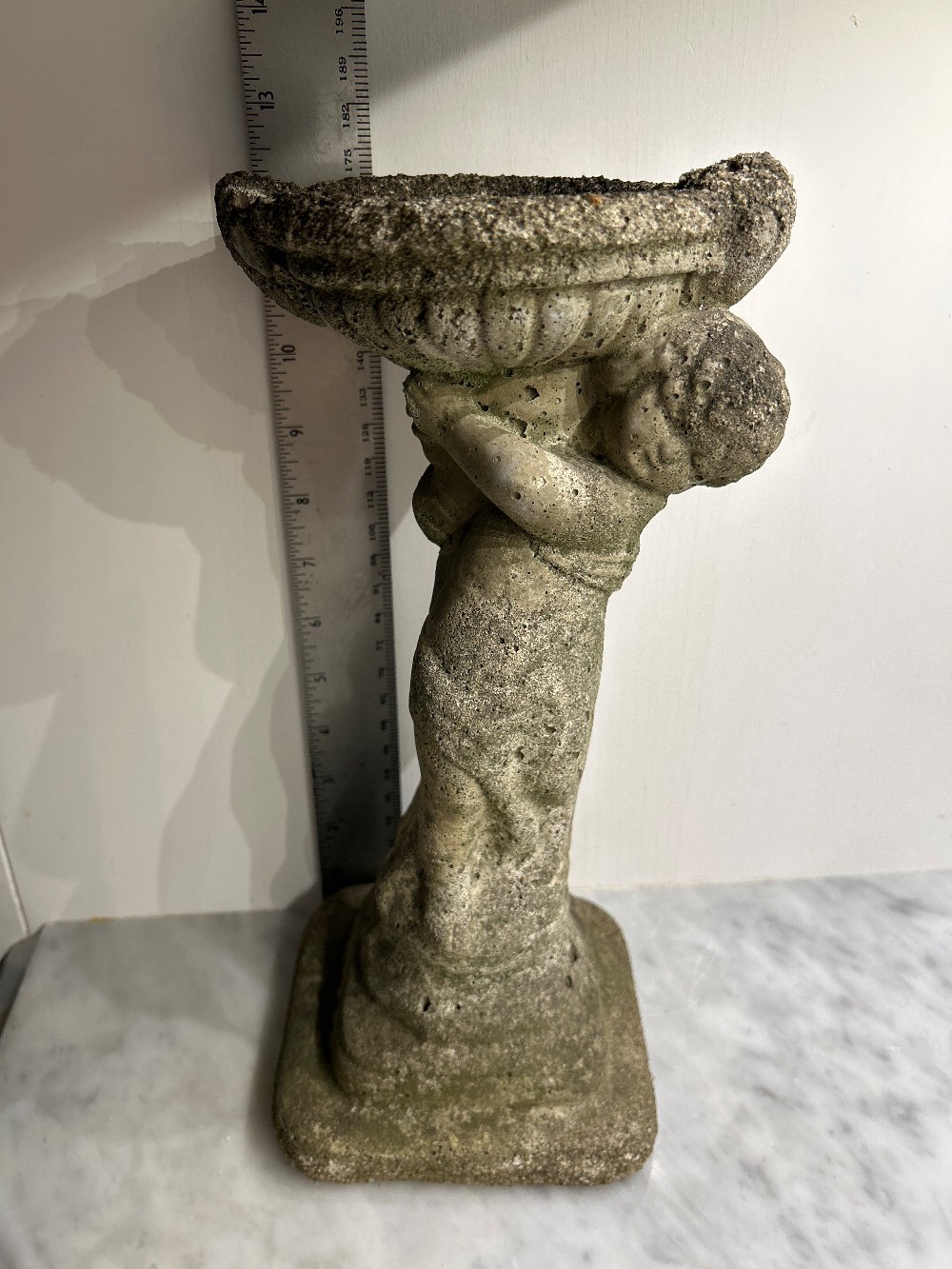 Cement Garden Cherub Statue 12”