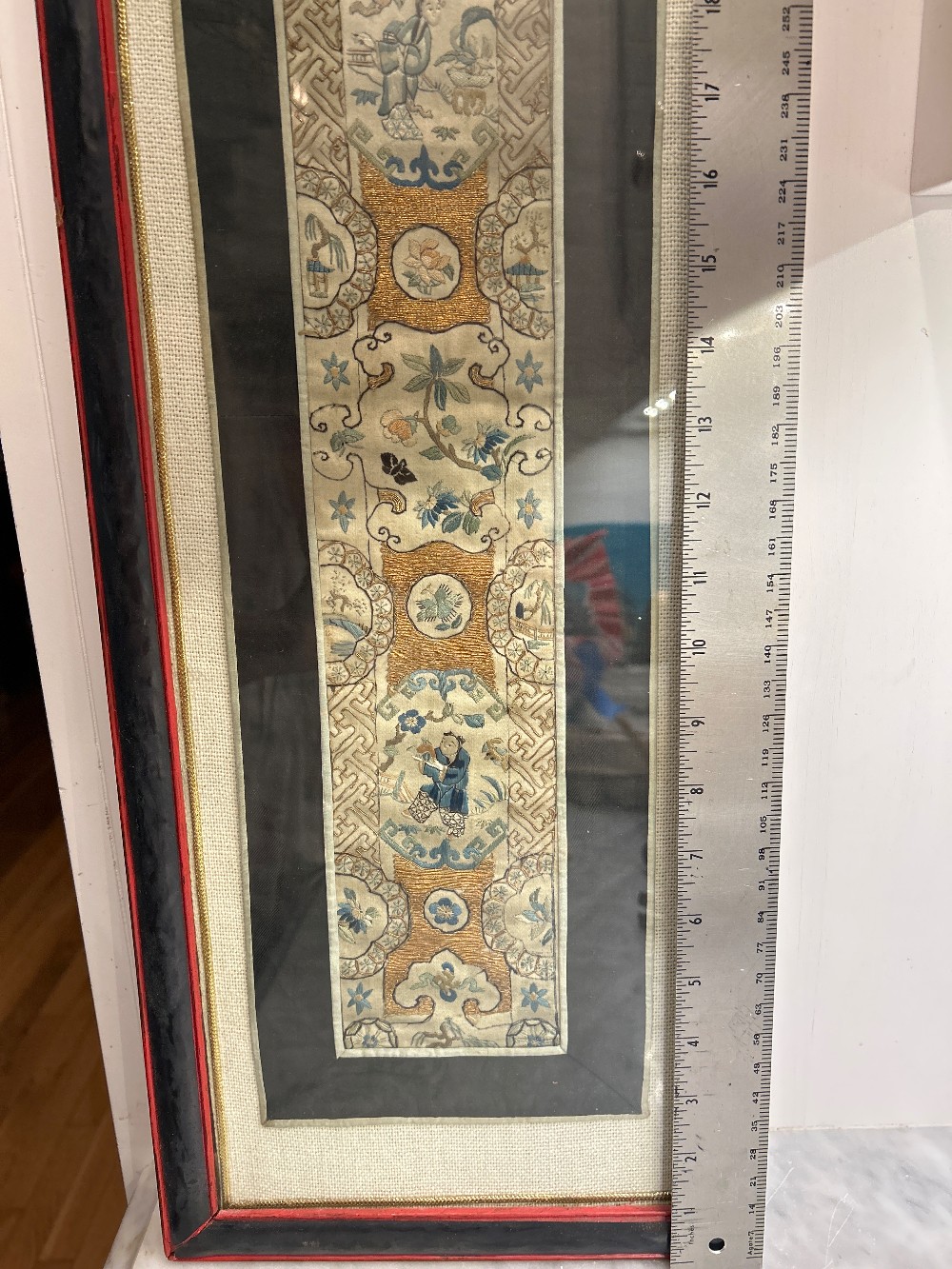 *1800s Chinese Chinoiserie Silk Embroidered Textile Panel