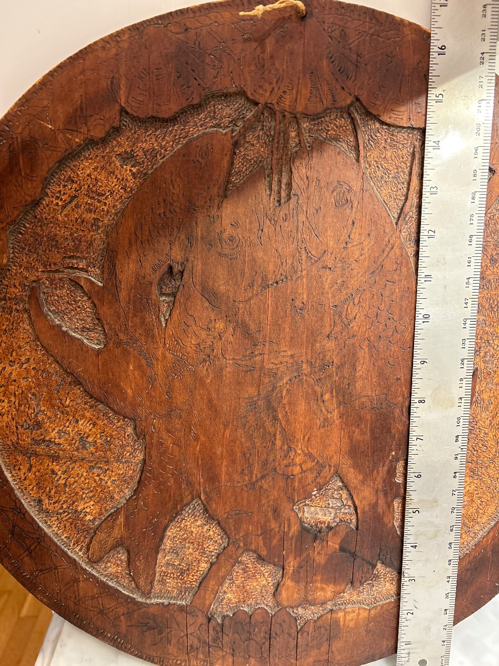 17” Art Nouveau Pyrography Wood FISH