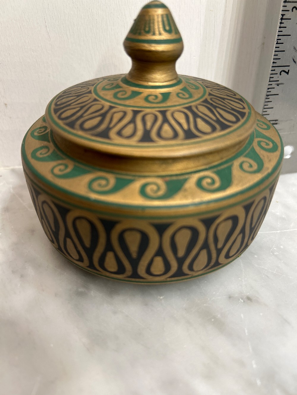 Hand-Painted Greek Ceramic Trinket Jar