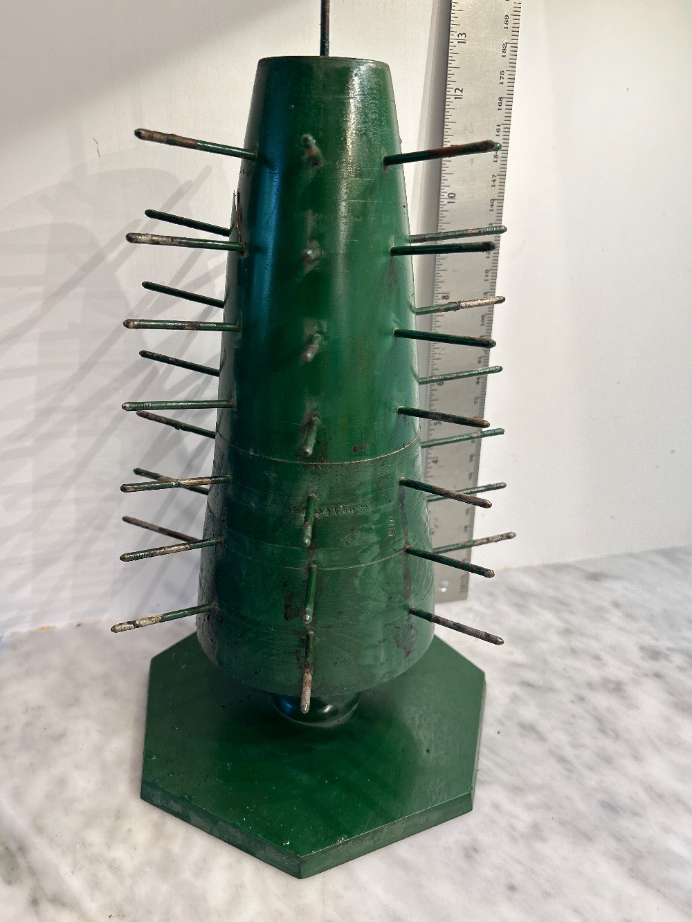 1920s Apple Tree 14” Cone Holiday Display Centerpiece Turned Wood Fruit Cone