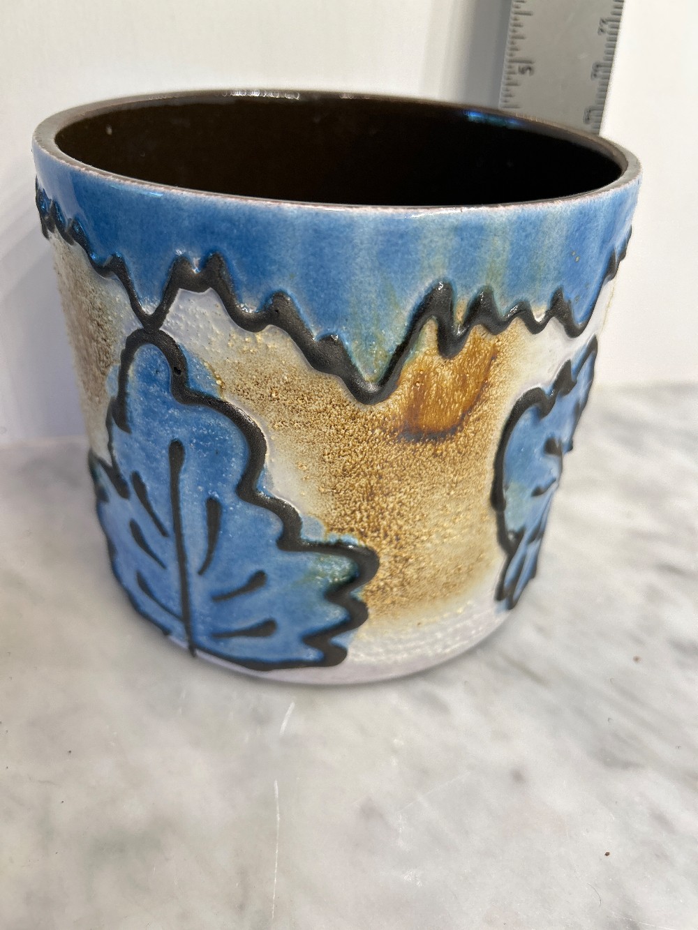 German salt-glazed stoneware oak leaf