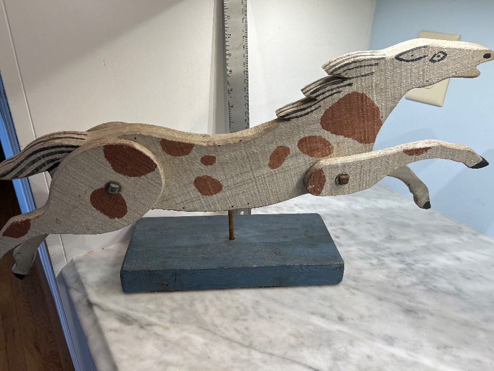 Folk Art Running Horse on Stand