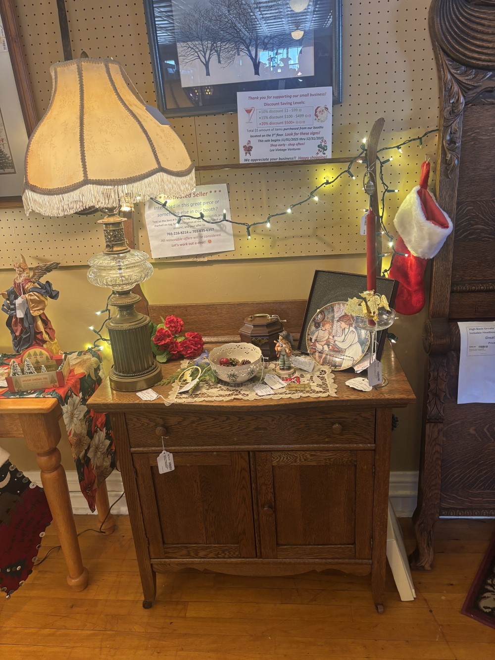 Country Cottage Oak stand with Harp  - #410GS2500