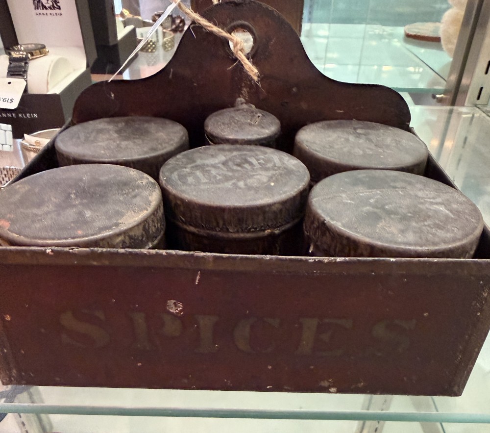 1870's Antique Spice Tin Box Set w/Grater, FIRM