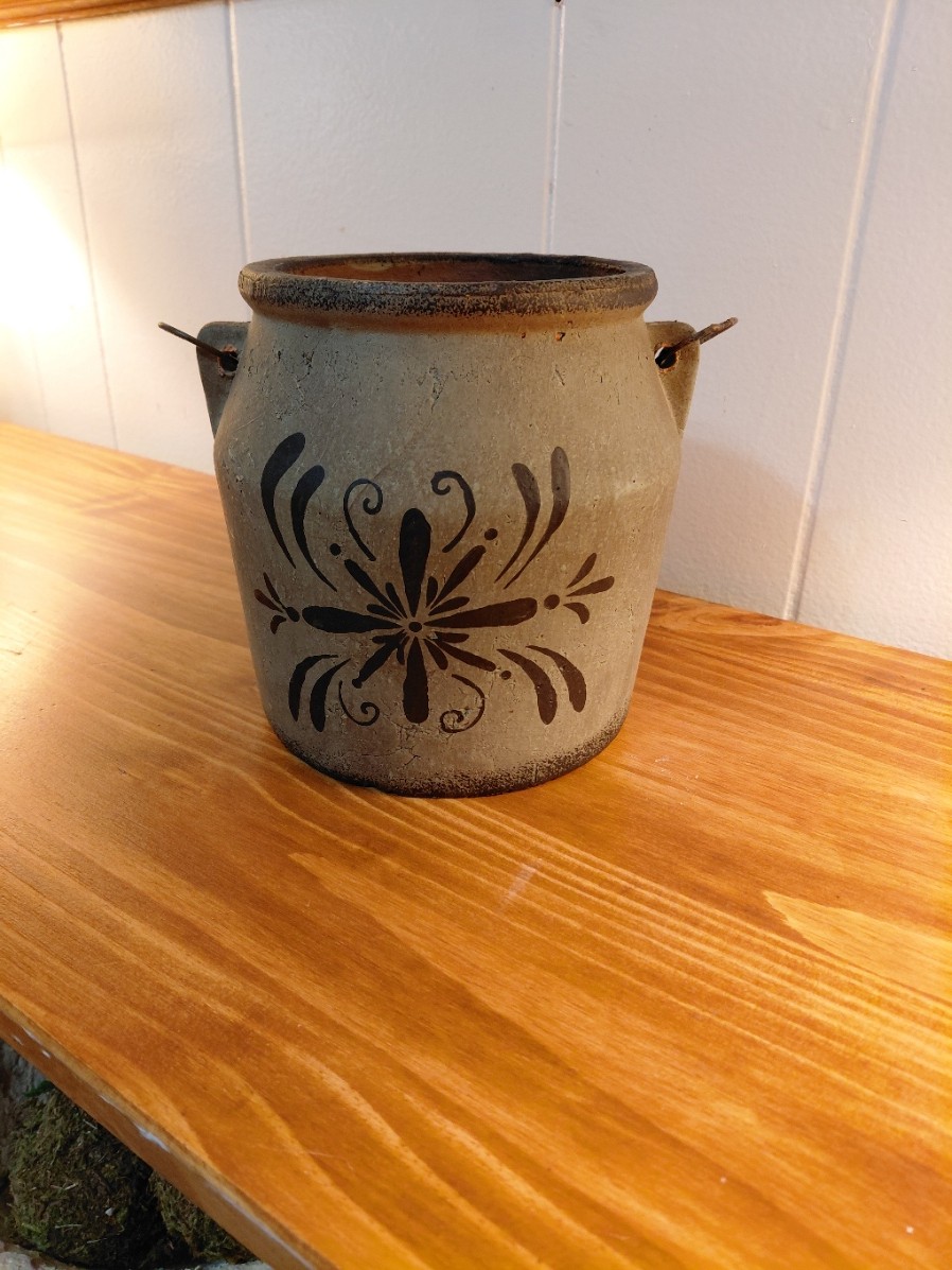 Primitive Crock w/ Metal Handle