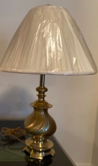 MCM Stiffel Brass Urn-Shaped Table Lamp w/Shade