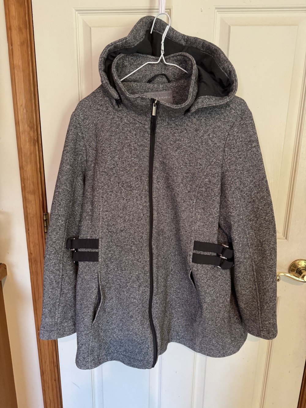 Grey Tweed Jacket, Zipper. Size XL