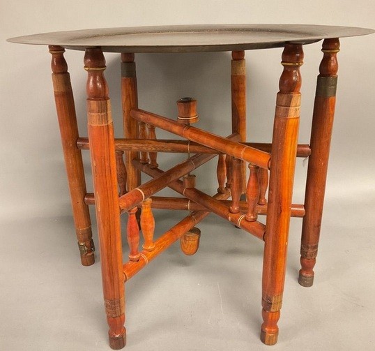 Ornate Engraved Charger on Wooden Folding Base #5072266