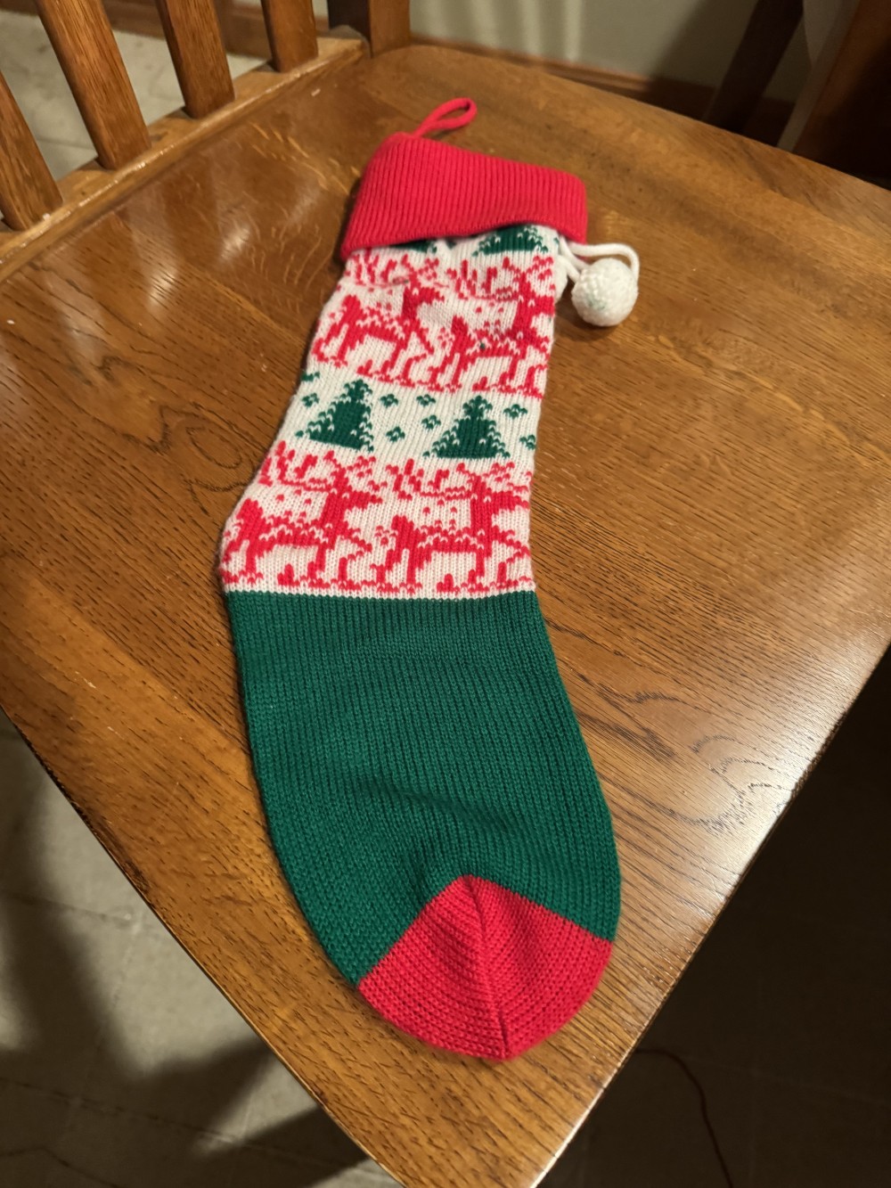 Vintage 1980's Knit Christmas Stocking.