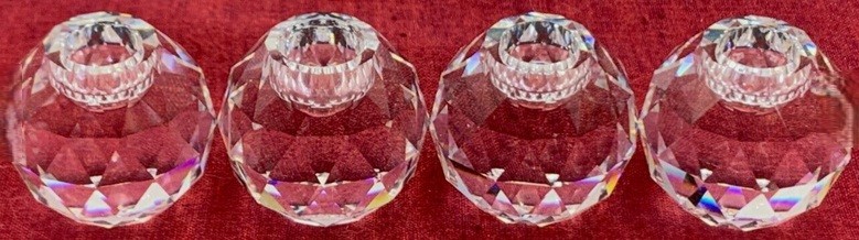 4 Swarovski crystal faceted ball taper candleholders