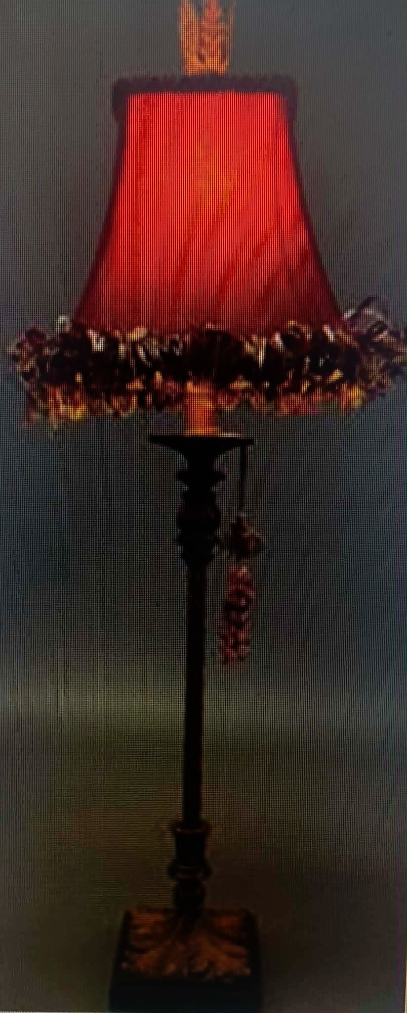 Boho table lamp w/fringed/beaded shade  #606Q4485