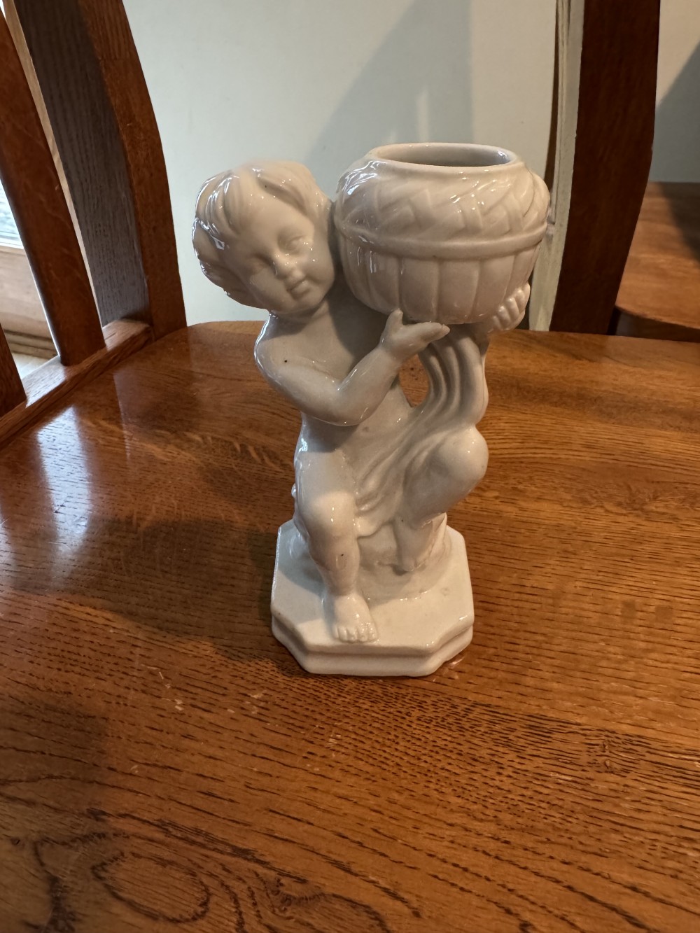 Vintage 1950's Porcelain Cherub Candle Holder