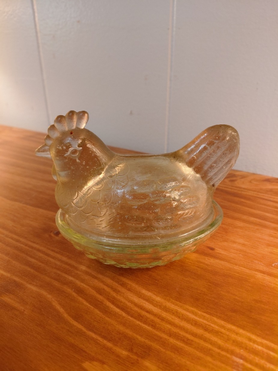 Vintage Glass Hen On Nest