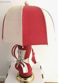 Fun vintage red/white golf bag w/umbrella lamp  #5053101 LEE