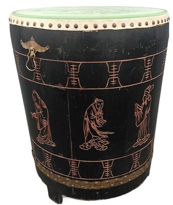 1950s Asian Chinoiserie Drum/Side Table