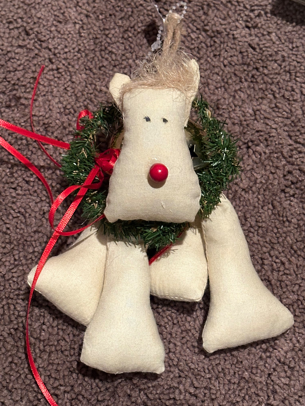 Fabric reindeer ornament