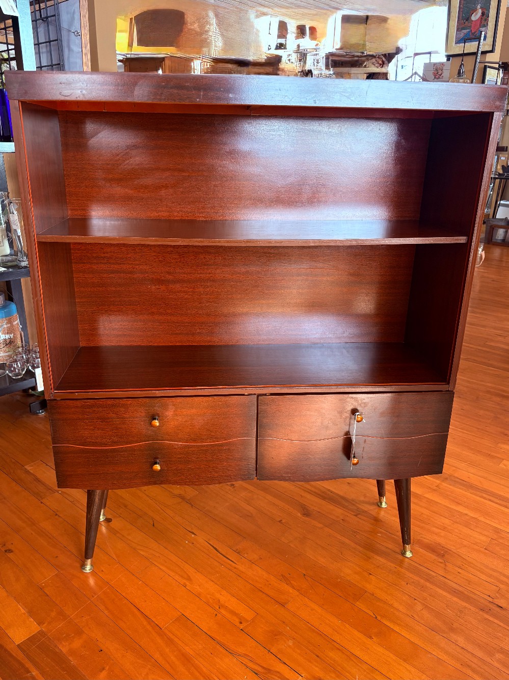 VTG MCM Mahogany 2 Drawer Bookcase FIRM