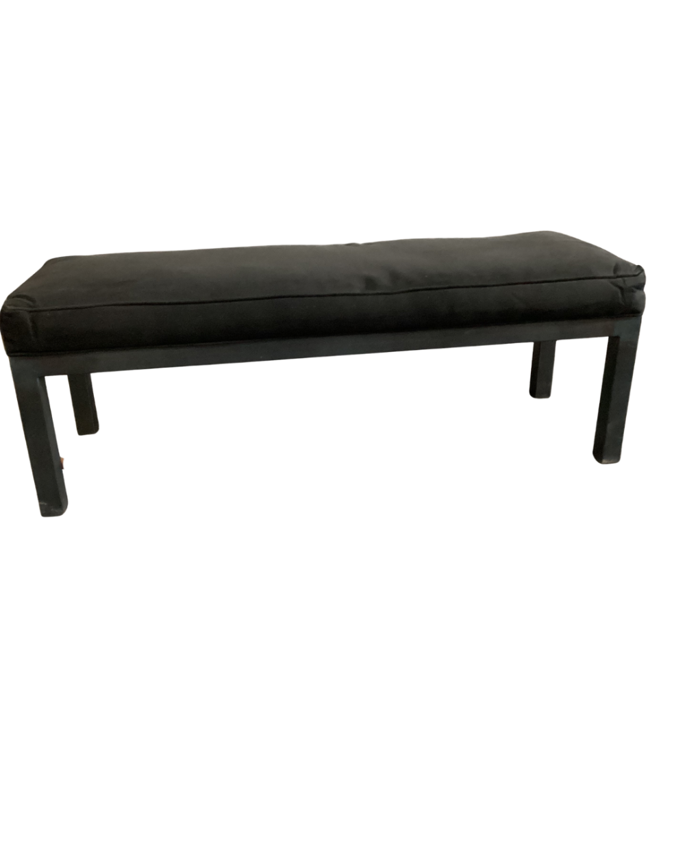 Dining bench upholstered in black with square legs