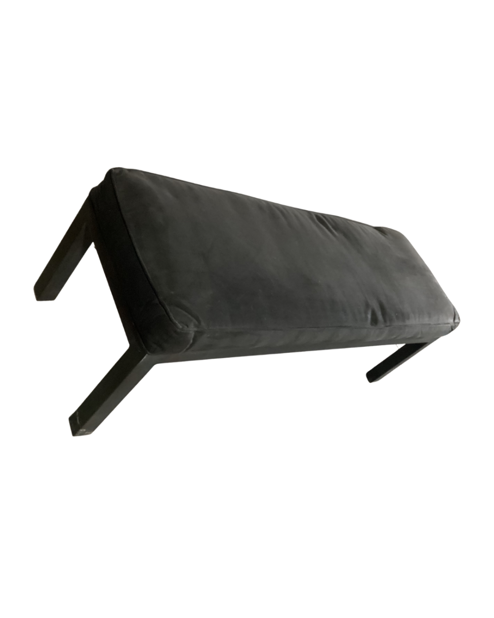 Dining bench upholstered in black with square legs