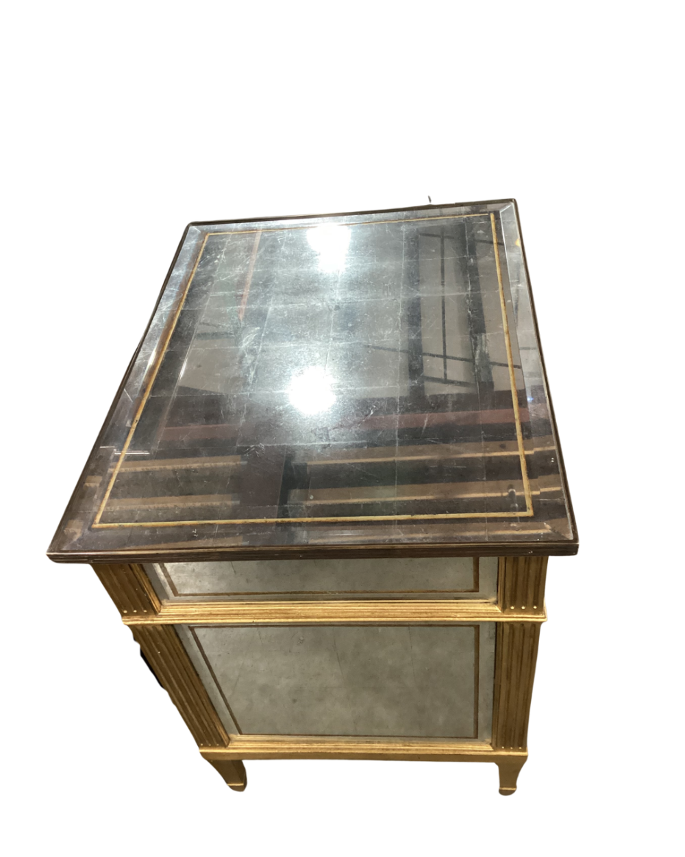 1980’s Vintage Encore Lyft Èglomise mirrored four-Drawer nightstand