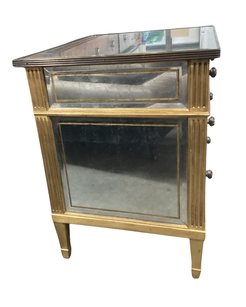 1980’s Vintage Encore Lyft Èglomise mirrored four-Drawer nightstand