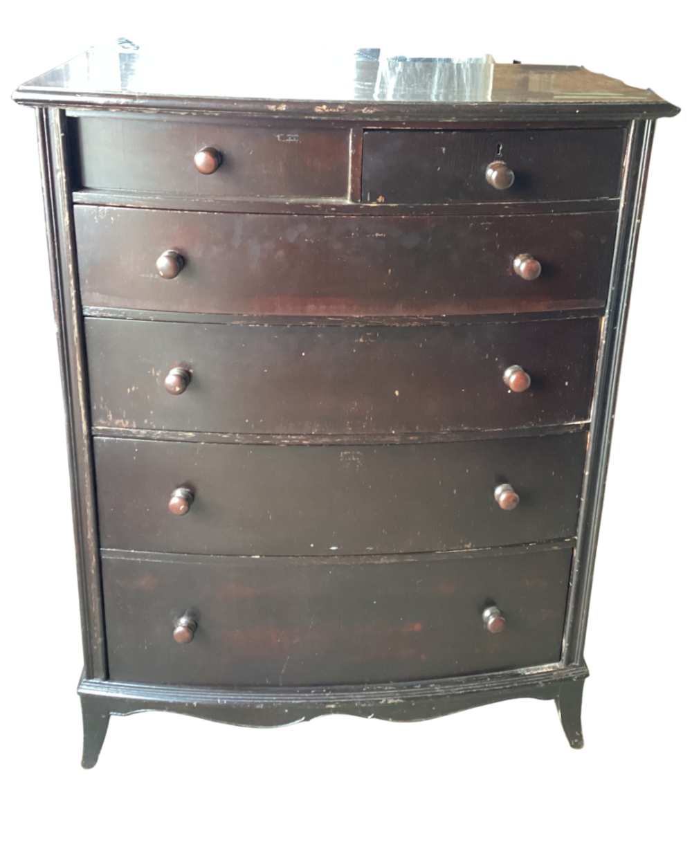Antique or vintage mahogany serpentine chest of drawers