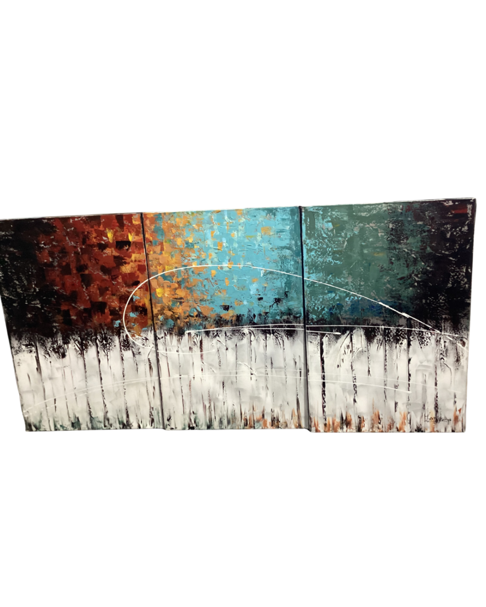 Gallery-wrapped abstract canvas art set (3-piece)