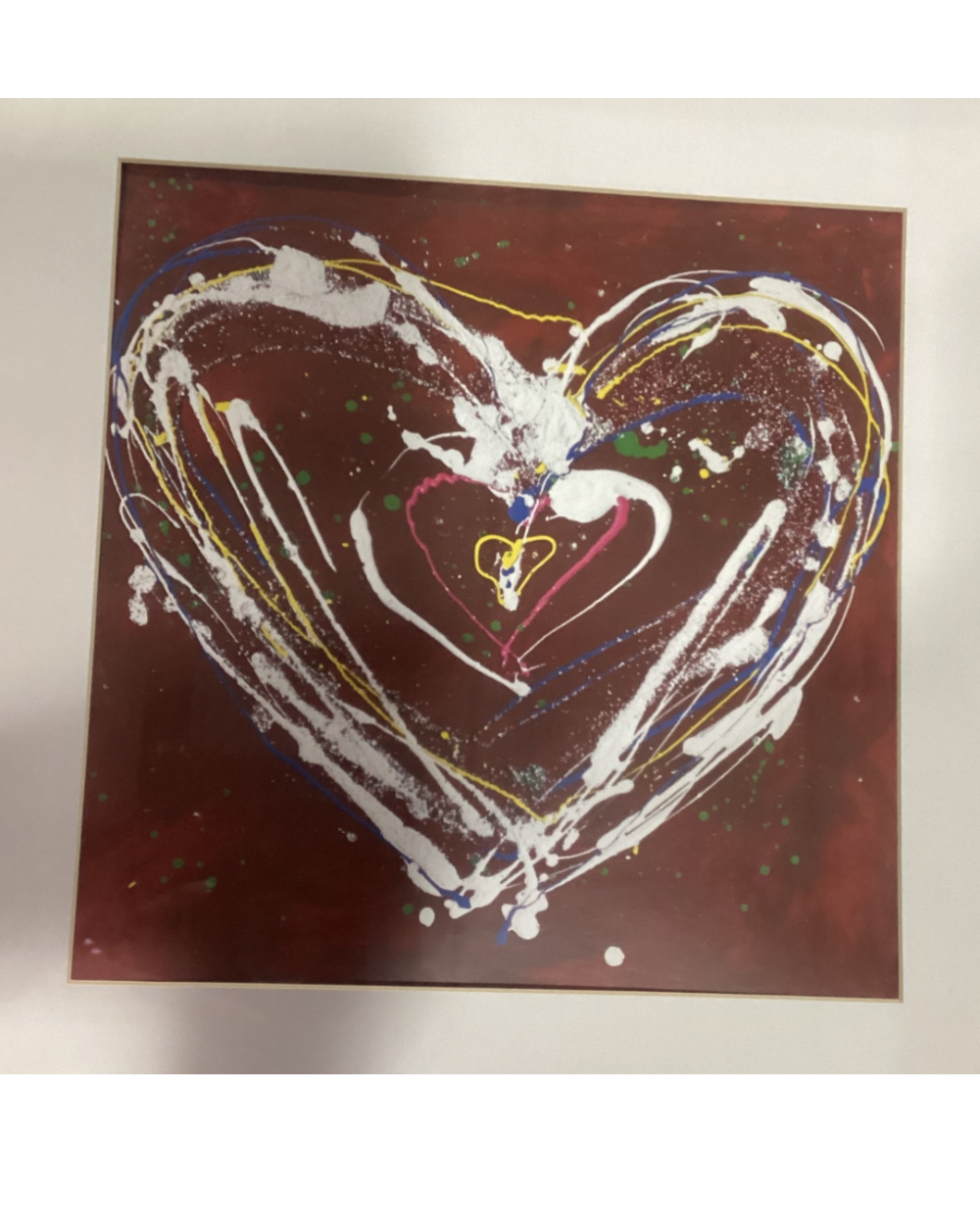 Abstract painting featuring a heart motif